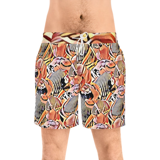 Men's Mid-Length Swim Shorts (AOP) Seashells