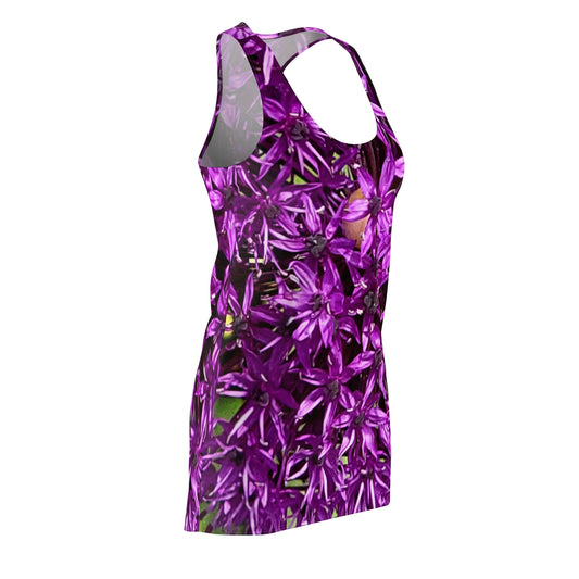 Women's Cut & Sew Racerback Dress Purple Cone flower(AOP)