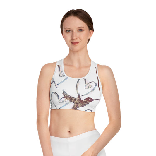 Sports Bra (AOP) hummingbirds