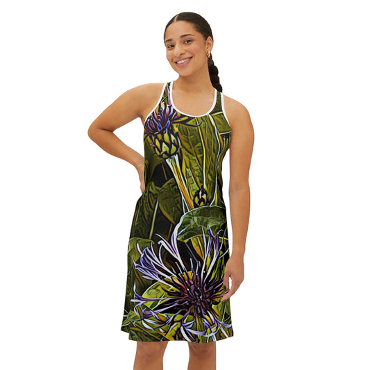 Women's Racerback Dress (AOP) purple floral