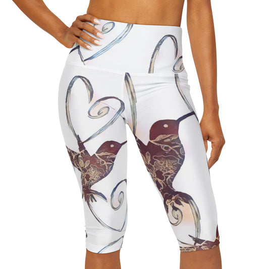 Yoga Capri Leggings (AOP)  hummingbirds