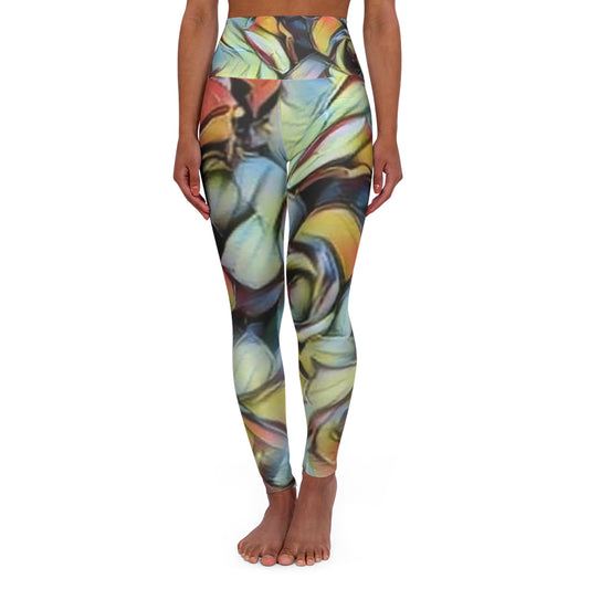 High Waisted Yoga Leggings (AOP)  succulents